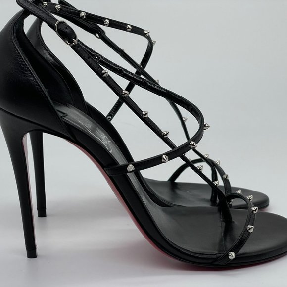 Christian Louboutin RIOJANA SPIKES 100 Strappy Studded Heels Sandals Shoes - Picture 7 of 16